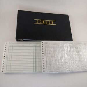 Vintage Ledger Outfit Black W/Page‎ Dividers And (2) Refill Page Packs